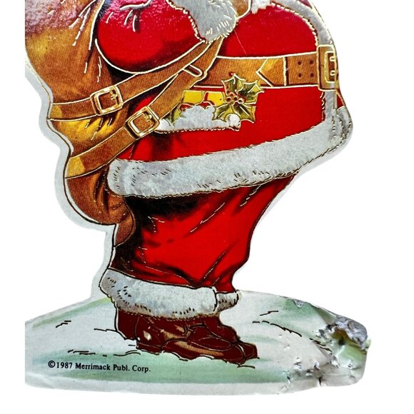 Vintage 1987 Merrimack Santa Claus Cardboard Ornaments Set Of 4 - Picture 7 of 7